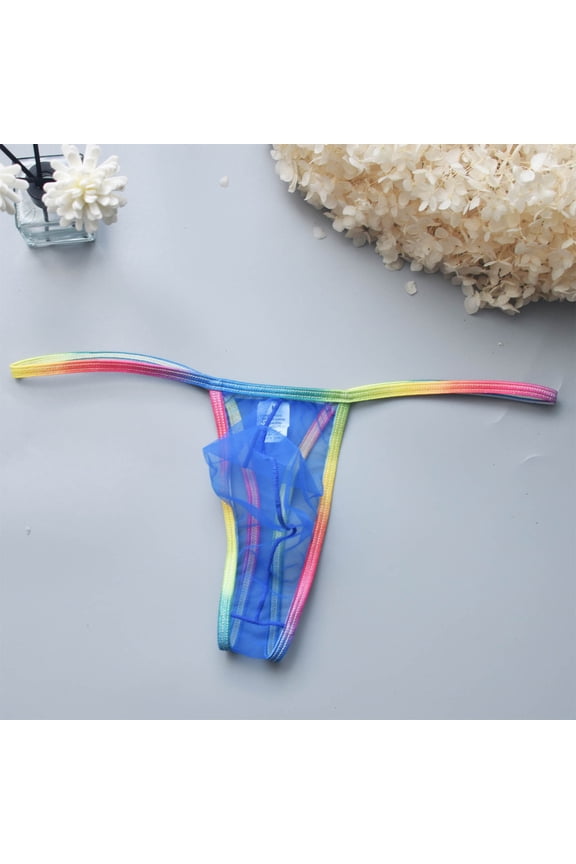 Mens Thongs,Mens Underwear Boxer Briefs,Breathable,Cooling,Solid,Low Waist,Blue,XL (US:10)
