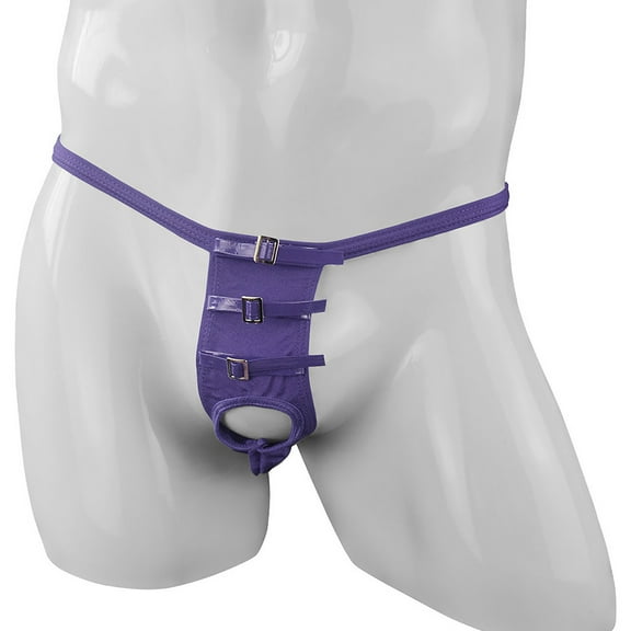 Jwputqe Mensg Strings and Thongs,Thongs,G-string Panties,Breathable,Cooling,Solid,Low Waist,Polyester,Purple,Free Size
