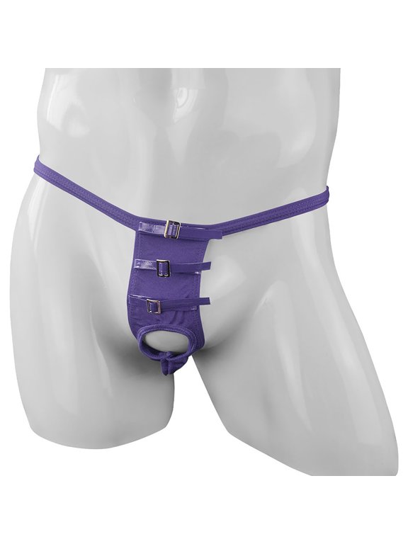  Mensg Strings and Thongs,Thongs,G-string Panties,Breathable,Cooling,Solid,Low Waist,Polyester,Purple,Free Size