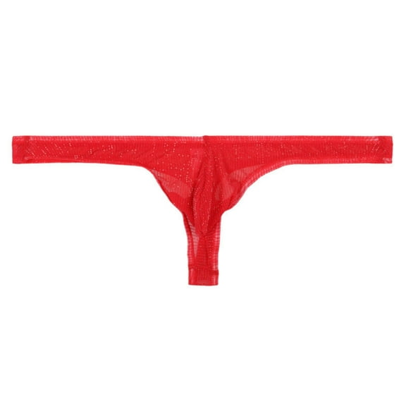 Jwputqe Mens Thongs,Mens Underwear,Breathable,Cooling,Solid,Low Waist,Polyester,Red,S