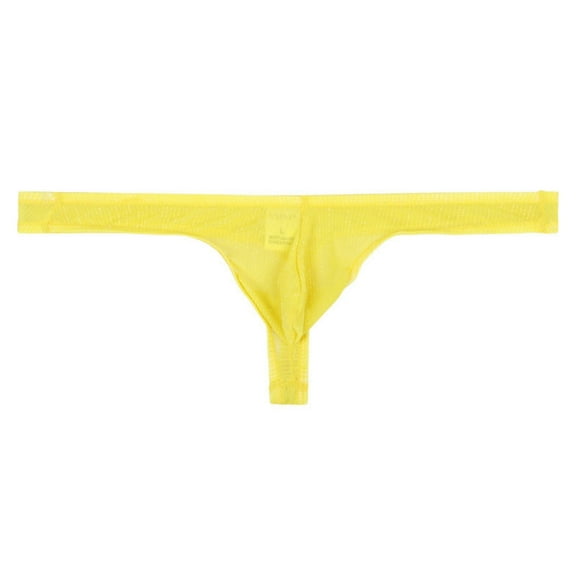 Jwputqe Mens Thongs,Mens Underwear,Breathable,Cooling,Solid,Low Waist,Polyester,Yellow,M