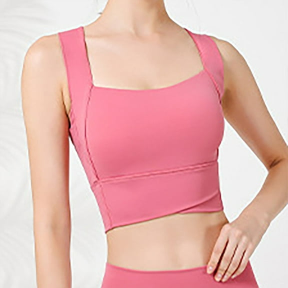 Jwputqe Sports Bras for Women,Sports Bra,Breathable,Quick Drying,Solid,Nylon,Spandex,Hot Pink,S(US:4)