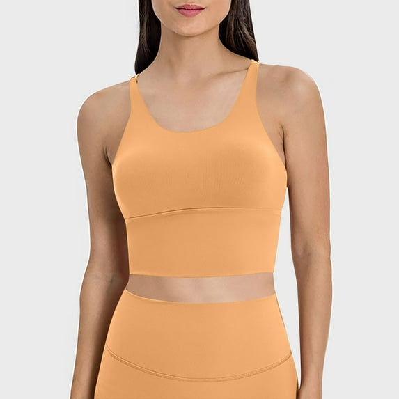Jwputqe Sports Bras for Women,Sports Bra,Breathable,Quick Drying,Solid,Nylon,Spandex,Orange,10