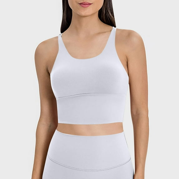 Jwputqe Sports Bras for Women,Sports Bra,Breathable,Quick Drying,Solid,Nylon,Spandex,White,4