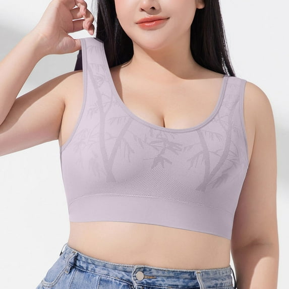 Jwputqe Sports Bras for Women,Sports Bra,Breathable,Seamless,Solid,Nylon,Spandex,Gray,L