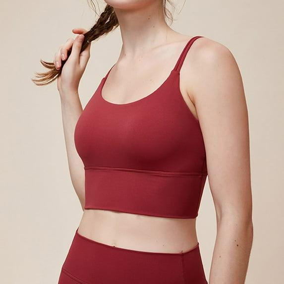 Jwputqe Sports Bras for Women,Sports Bra,Quick Drying,Supportive,Solid,Nylon,Spandex,Red,S(US:4)
