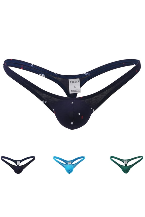  Thongs,Thongs For Men,Mens ThongsBreathable,Cooling,Printed,Low Waist,Polyester,Cotton,Dark Blue,XL