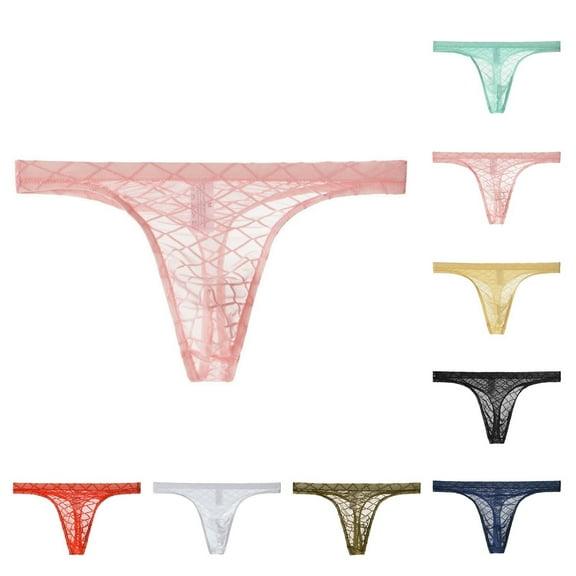 Jwputqe Thongs For Men,Mens Underwear Boxer Briefs,Breathable,Soft,Solid,Low Waist,Nylon,Spandex,Pink,L