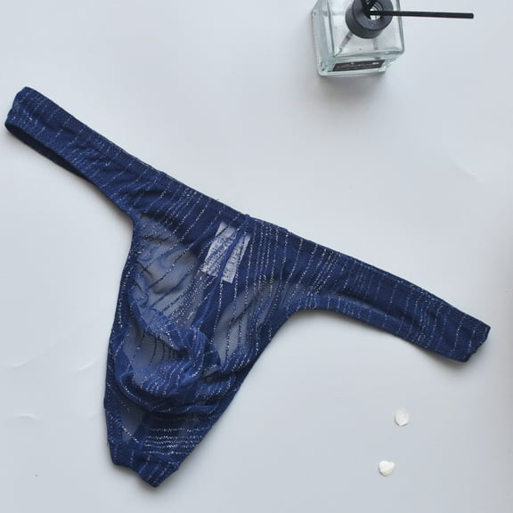 Jwputqe Thongs,Thongs For Men,Mens ThongsBreathable,Cooling,Solid,Low Waist,Polyester,Cotton,Dark Blue,L (US:8)
