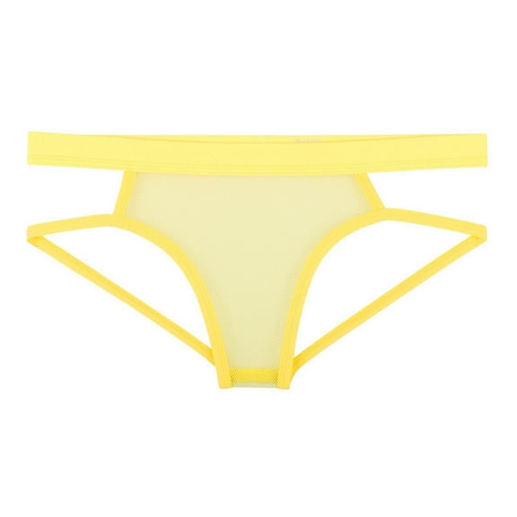 Jwputqe Thongs,Thongs For Men,Mens ThongsBreathable,Cooling,Solid,Low Waist,Polyester,Cotton,Yellow,S