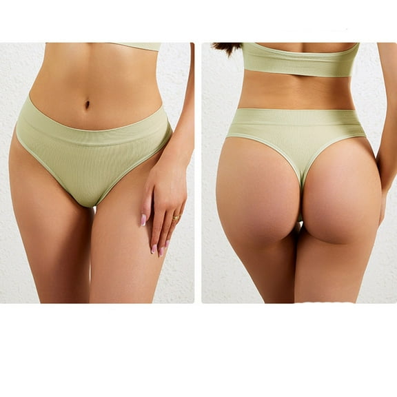 Jwputqe Thongs for Women,Thongs,Thong Panties,Breathable,Fitted,Solid,Low Waist,Nylon,Spandex,Khaki,M