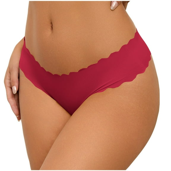 Jwputqe Thongs for Women,Thongs,Thong Panties,Breathable,Fitted,Solid,Low Waist,Nylon,Spandex,Wine,L