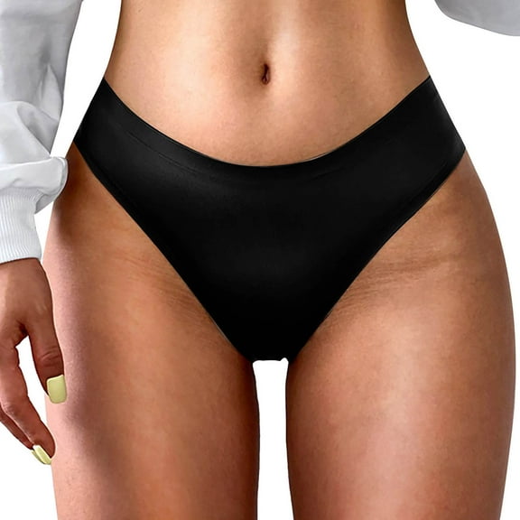 Jwputqe Thongs for Women,Thongs,Thong Panties,Breathable,Seamless,Solid,Low Waist,Nylon,Black,2XL(US:10)
