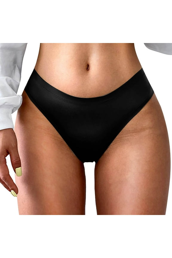 &nbsp;Thongs for Women,Thongs,Thong Panties,Breathable,Seamless,Solid,Low Waist,Nylon,Black,2XL(US:10)