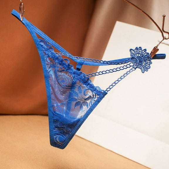 Jwputqe Thongs for Women,Thongs,Thong Panties,Breathable,Seamless,Solid,Low Waist,Polyester,Spandex ,Blue,Free Size