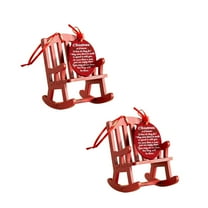 Jwshufel 2 Pack Christmas Wooden Rocking Chair Souvenir Decoration Lights Indoor Emotional Keepsake Memorial Ornament Desktop Pendant 5.5In Red