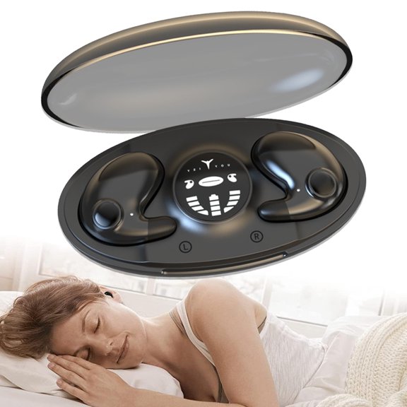 Jxfwels In-Ear Headphone Invisible Bluetooth Sleep Earbuds with a Charging Case, Black