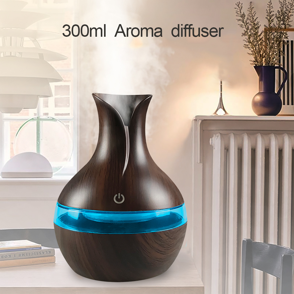 Jxjsq 300ml Wooden Humidifier & Essential Oil Diffuser Quiet USB ...