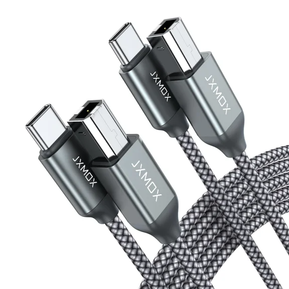 Jxmox Usb B To C Printer Cable, (6.6Ft 2-Pack) Nylon Braided B C...