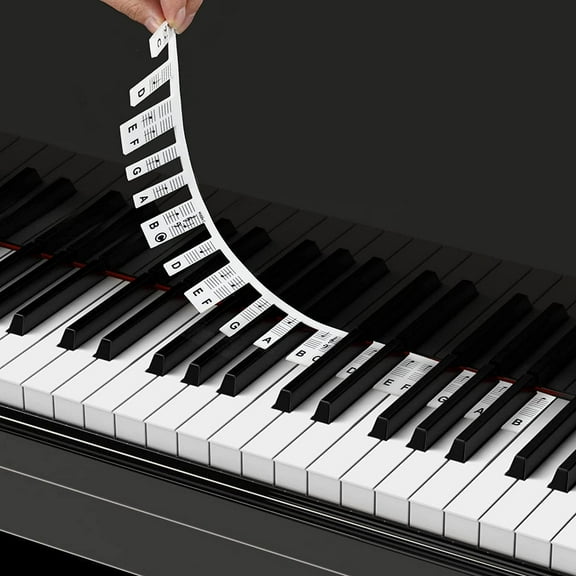 Jxr Removable Piano Keyboard Note Guide Labels, No Need Stickers, Silicone Reusable Piano Rake Key Labels Overlay for Beginners Kids, 88-Key Full Size (Classic Black)