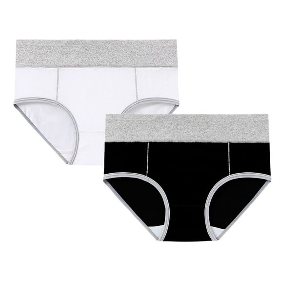 Jxximdong Bikinis Panties for Women Cotton Soft Underwear High Waist Briefs Full Coverage 2 Pack Women's Thongs Black