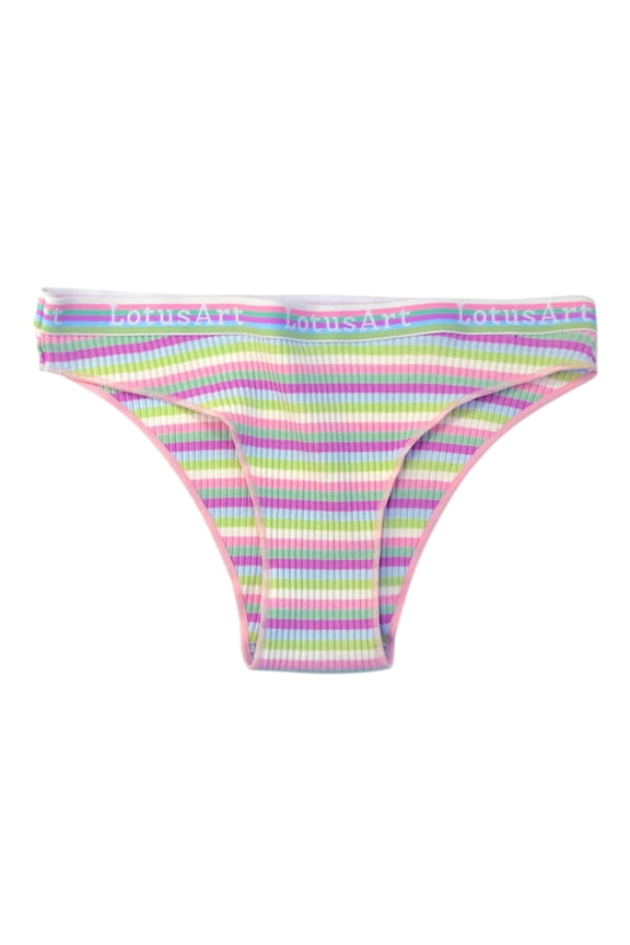 Bikinis Panties for Women Fashion Low Waist No Show Underwear Color Striped Briefs Women's Thongs Pink
