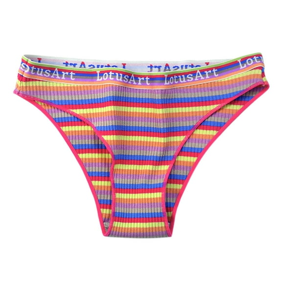 Jxximdong Bikinis Panties for Women Fashion Low Waist No Show Underwear Color Striped Briefs Women's Thongs Purple
