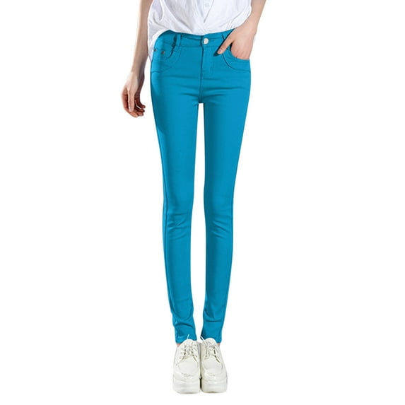 Jxximdong Boyfriend Jeans for Women, High Rise Fashion Jean Classic Solid Color Ankle Jeans Casual Regular Tight Fitting Jeans, Blue Women's Denim Pants