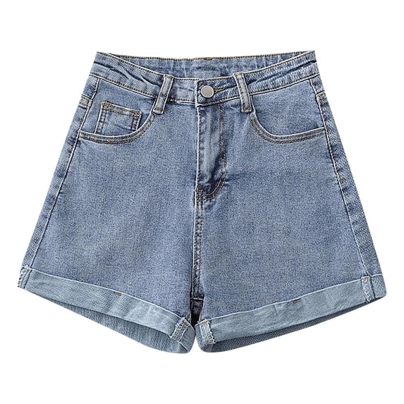 Jxximdong Boyfriend Jeans for Women, Women Mid Waist Hip Wrap Stretch Short Hot Jeans for Summer Casual Daily Beach, Blue Women's Denim Pants