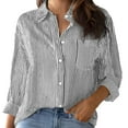 thumbnail image 1 of Jxximdong Button Up Shirts Women Cotton Striped Button Down Shirt Oversized Long Sleeve Blouses Dress Shirts Work Tops Black Spring Tops S, 1 of 3
