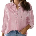 thumbnail image 1 of Jxximdong Button Up Shirts Women Cotton Striped Button Down Shirt Oversized Long Sleeve Blouses Dress Shirts Work Tops Red Spring Tops M, 1 of 3
