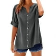 thumbnail image 1 of Jxximdong Button Up Shirts Women Loose Shirt Top Stand Solid Color Sleeve Collar Casual Women's Shirt Women's Shirt Gray Spring Tops XXXXXL, 1 of 8