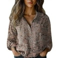 thumbnail image 1 of Jxximdong Button Up Shirts Women Women Cotton Shirt Printed Fashion Button Down Shirts Casual Tops Long Sleeve Blouse Gray Spring Tops XL, 1 of 3