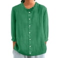 thumbnail image 1 of Jxximdong Button Up Shirts Women Women's Autumn Lapel Art Solid Color Round Neck Loose Pullover Top Casual Shirt T Shirt Green Spring Tops XXXXL, 1 of 4