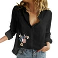 thumbnail image 1 of Jxximdong Button Up Shirts Women Women's Button Up Shirts V Neck Casual Long Sleeve Loose Shirt Tops Black Spring Tops L, 1 of 4