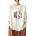 thumbnail image 1 of Jxximdong Button Up Shirts Women Women's Casual Large Size Literary Cotton Long Sleeved Shirt Loose Embroidered Top White Spring Tops M, 1 of 6