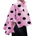 thumbnail image 1 of Jxximdong Button Up Shirts Women Women's Long Sleeved Polka Dot Printed Chiffon Temperament Lapel Shirt Pink Spring Tops S, 1 of 3