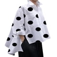 thumbnail image 1 of Jxximdong Button Up Shirts Women Women's Long Sleeved Polka Dot Printed Chiffon Temperament Lapel Shirt White Spring Tops S, 1 of 5