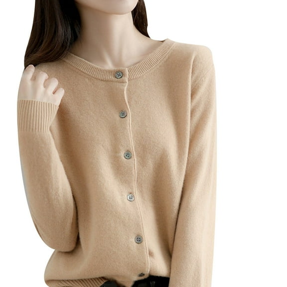 Jxximdong Button Up Shirts Women Womens Basic Crew Neck Long Sleeve Button Down Cardigan Yellow Spring Tops XL