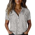 thumbnail image 1 of Jxximdong Button-up Shirts for Women Cotton Shirt Printed Fashion Down Shirts Casual Tops Short Sleeve Blouse Spring Tops, 1 of 4