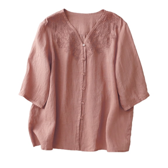 Jxximdong Button-up Shirts for Women Retro OL Design Sensor Sleeve And Cotton Edge Thin Top Female Shirt Summer Spring Tops