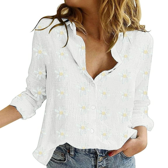 Jxximdong Button-up Shirts for Women Womens Blouse Casual Long Sleeve V Neck Shirts Tops Button Down Basic Loose Tunic T Shirts Spring Tops