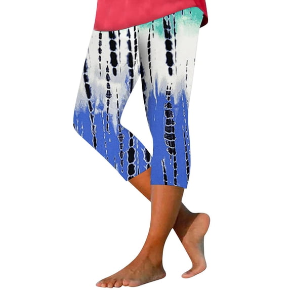 Jxximdong Capris Pants for Women, Leggings for Summer Casual Sports Yoga Pants Tight Cropped Pants, Blue Women's Cropped Pants