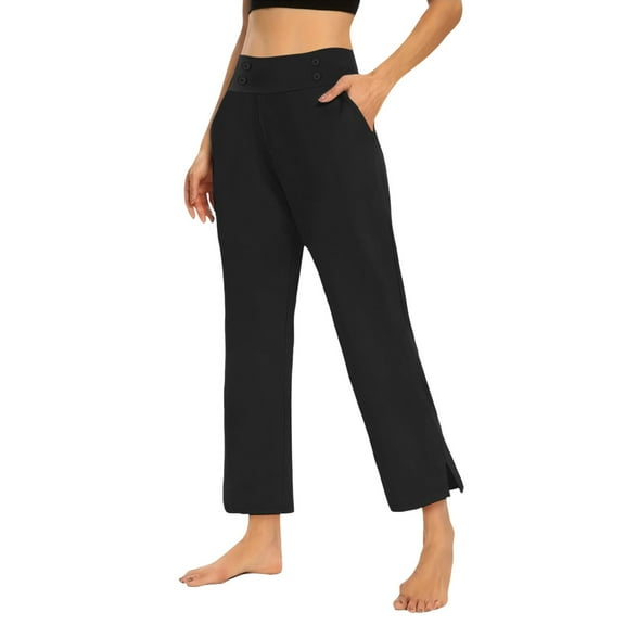 Jxximdong Capris Pants for Women, Pants for Women High Waist Crop Work Pants Summer Casual Slacks Yoga Dress Pant, Black Women's Cropped Pants