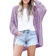 thumbnail image 1 of Jxximdong Cardigans for Women, Casual Long Sleeve Knitted Open Front Sweater Fashion Loose Elegant Warm Oversized Cardigan, Women's Bolero Shrugs Purple, 1 of 8