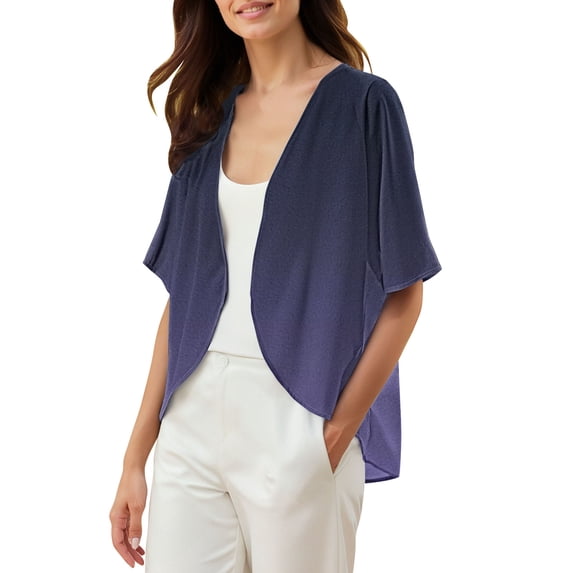 Jxximdong Cardigans for Women, Chiffon Short Sleeve Open Front Cardigan Lightweight & Breathable Summer Cover Up for Casual & Wear, Women's Bolero Shrugs Blue