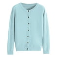 thumbnail image 1 of Jxximdong Cardigans for Women, Basic Crew Neck Long Sleeve Button Down Cardigan, Women's Bolero Shrugs Blue, 1 of 5