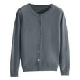 thumbnail image 1 of Jxximdong Cardigans for Women, Basic Crew Neck Long Sleeve Button Down Cardigan, Women's Bolero Shrugs Gray, 1 of 4