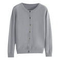 thumbnail image 1 of Jxximdong Cardigans for Women, Basic Crew Neck Long Sleeve Button Down Cardigan, Women's Bolero Shrugs Gray, 1 of 7