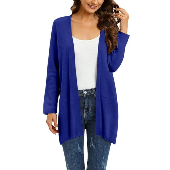 Jxximdong Cardigans for Women, Fashion Clothes for Every Occasion Cotton Linen Cardigan Summer Coat, Women's Bolero Shrugs Blue